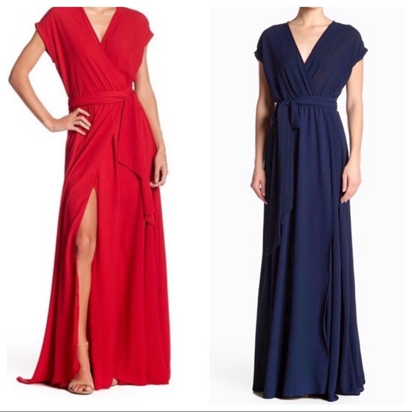 Meghan LA Dresses & Skirts - Meghan LA NAVY Jasmine Wrap Maxi Dress Small